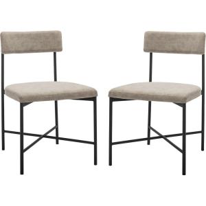 SAFAVIEH Home Collection Archer Grey Faux Leather/Black Dining Chair (Set of 2) – Fully Assembled(Light Grey / Black)