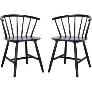 SAFAVIEH Home Collection Ceres Farmhouse Walnut Brown Spindle Back Living Room Accent Dining Chair(Black)