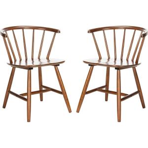 SAFAVIEH Home Collection Ceres Farmhouse Walnut Brown Spindle Back Living Room Accent Dining Chair(Walnut)