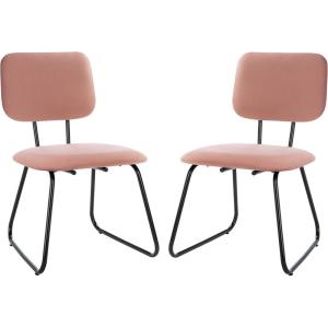 SAFAVIEH Home Collection Chavelle Modern Velvet Side Chair (Set of 2) ACH6205A-SET2, Malachite Green/Black(Dusty Rose / Black)