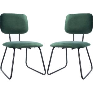 SAFAVIEH Home Collection Chavelle Modern Velvet Side Chair (Set of 2) ACH6205A-SET2, Malachite Green/Black(Malachite Green / Black)