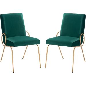 SAFAVIEH Home Collection Fanlia Emerald Velvet/Gold Side Chair (Set of 2)