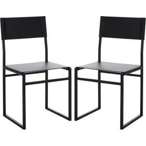 SAFAVIEH Home Collection Layne Light Grey/Black Dining Chair (Set of 2) – Fully Assembled(Black)