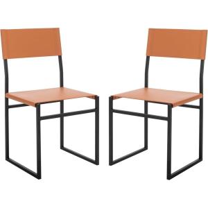 SAFAVIEH Home Collection Layne Light Grey/Black Dining Chair (Set of 2) – Fully Assembled(Cognac / Black)