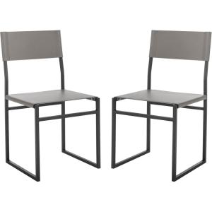 SAFAVIEH Home Collection Layne Light Grey/Black Dining Chair (Set of 2) – Fully Assembled(Grey/Black)