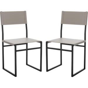 SAFAVIEH Home Collection Layne Light Grey/Black Dining Chair (Set of 2) – Fully Assembled(Light Grey/Black)