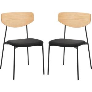 SAFAVIEH Home Collection Ryker Oak/Black Dining Chair (Set of 2) – Fully Assembled(Oak/Black)