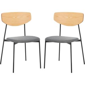 SAFAVIEH Home Collection Ryker Oak/Black Dining Chair (Set of 2) – Fully Assembled(Oak/Grey)