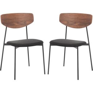 SAFAVIEH Home Collection Ryker Oak/Black Dining Chair (Set of 2) – Fully Assembled(Walnut / Black)