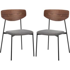 SAFAVIEH Home Collection Ryker Oak/Black Dining Chair (Set of 2) – Fully Assembled(Walnut / Grey)