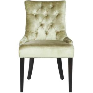 SAFAVIEH Mercer Collection Heather Beige Linen Nailhead Dining Chair(Antique Sage)
