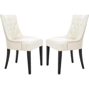 SAFAVIEH Mercer Collection Heather Beige Linen Nailhead Dining Chair(Cream)
