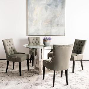SAFAVIEH Mercer Collection Heather Beige Linen Nailhead Dining Chair(Sea Mist)