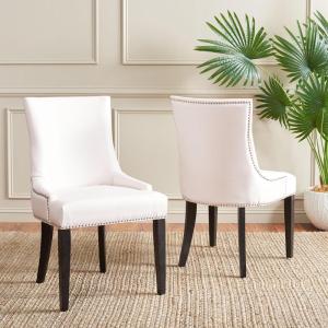 SAFAVIEH Mercer Collection Lester Dining Chairs(White Leather)