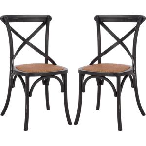 Safavieh American Homes Collection Franklin Farmhouse X-Back Antique White Side Chair(Black)