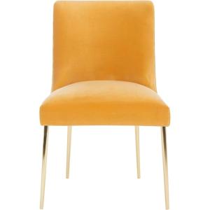 Safavieh Couture Home Nolita Glam Mustard Velvet Dining Chair(Mustard / Brass)