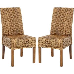 Safavieh Home Collection Aubrey Walnut Wicker Side Chair, Set of 2(Honey Brown/Golden Brown)