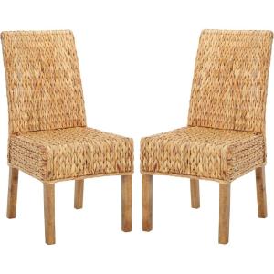 Safavieh Home Collection Aubrey Walnut Wicker Side Chair, Set of 2(Natural/Natural)