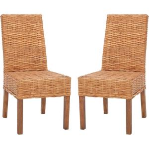 Safavieh Home Collection Aubrey Walnut Wicker Side Chair, Set of 2(beige)