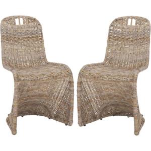 Safavieh Home Collection Cilombo Natural Wicker Dining Chair (Set of 2), 19″