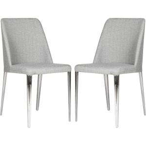 Safavieh Home Collection Mid-Century Modern Baltic White Side Chair(Grey Linen)