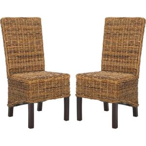 Safavieh Home Collection Pembrooke Wicker Side Chairs, Antique Grey, Set of 2(Banana Natural)