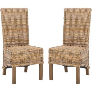 Safavieh Home Collection Pembrooke Wicker Side Chairs, Antique Grey, Set of 2(Natural)