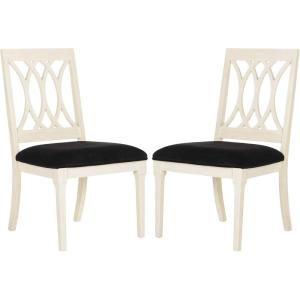 Safavieh Home Collection Selena Black Velvet and White Side Chair (Set of 2)(Black)