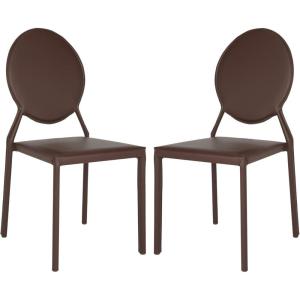Safavieh Home Collection Warner Mid-Century White Round Back Side Chair(Brown)