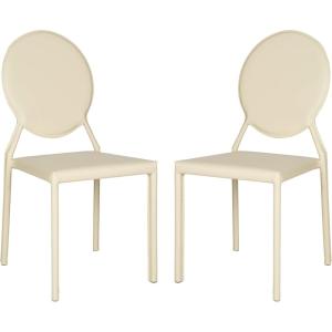 Safavieh Home Collection Warner Mid-Century White Round Back Side Chair(Butter Cream)