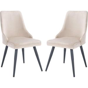 Safavieh Home Collection Zoi Velvet 19-inch (Set of 2) Dining Chair, Taupe/Black(Taupe / Black)