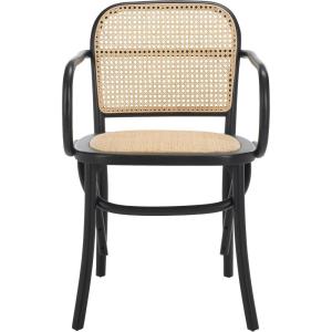 Safavieh Home Keiko White and Natural Cane Dining Chair(Black / Natural)