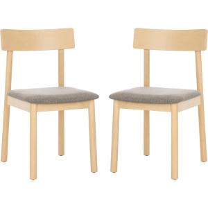 Safavieh Home Lizette Retro White Oak and Grey Cushion Dining Chair, Set of 2