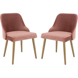 Safavieh Home Lulu Mid-Century Dusty Rose Velvet and Gold Dining Chair, Set of 2(Dusty Rose / Gold)