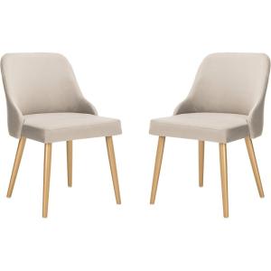 Safavieh Home Lulu Mid-Century Dusty Rose Velvet and Gold Dining Chair, Set of 2(Grey / Gold)
