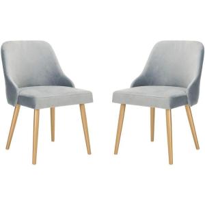 Safavieh Home Lulu Mid-Century Dusty Rose Velvet and Gold Dining Chair, Set of 2(Slate Blue / Gold)