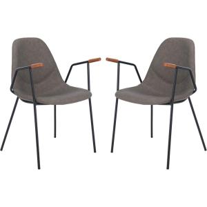 Safavieh Home Tanner Mid-Century Olive Faux Leather and Black Dining Chair, Set of 2(Ash / Black)