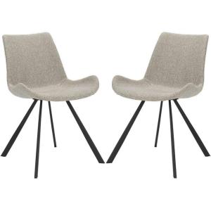 Safavieh Home Terra Mid-Century Modern Black Faux Leather and Black Dining Chair, Set of 2(Light Grey / Black)