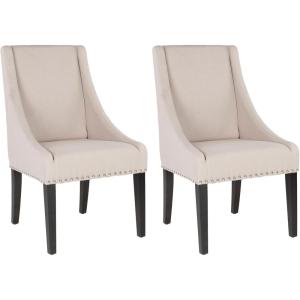 Safavieh Mercer Collection Austin Grey Linen Sloping Arm Chair, Set of 2(Grey)