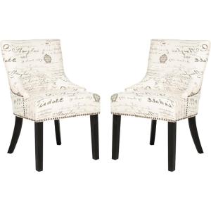 Safavieh Mercer Collection Christine Nailhead Dining Chair, Set of 2(White / Grey)