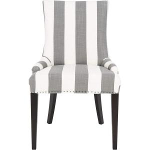 Safavieh Mercer Collection Eva and White Striped Dining Chair with Trim Nail Head, Grey(Grey / White)