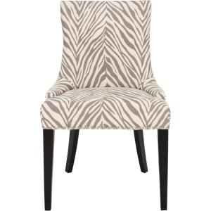 Safavieh Mercer Collection Eva and White Striped Dining Chair with Trim Nail Head, Grey(Ivory / Grey)