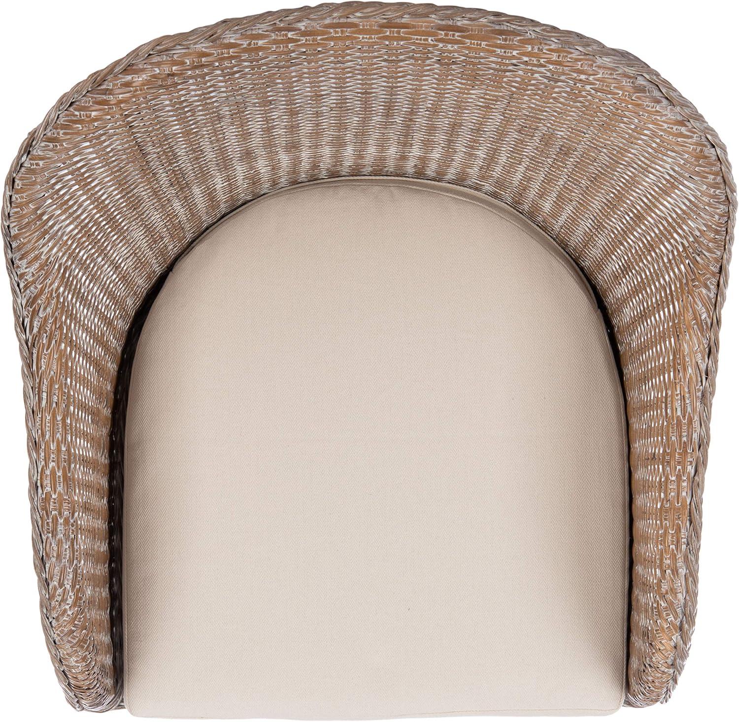 image:imageSAFAVIEH Home Antonia Coastal Grey White Wash Rattan Accent Chair with Cushion ACH6504A