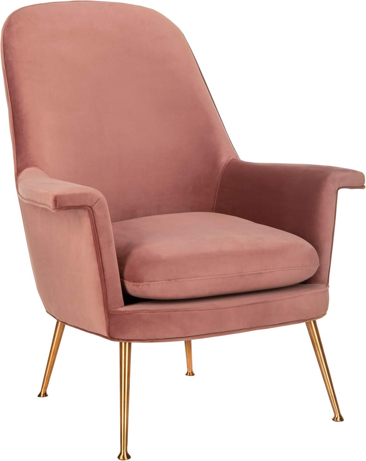 image:imageSafavieh Couture Home Aimee Retro Glam Dusty Rose Pink Velvet Arm ChairDusty Rose Gold