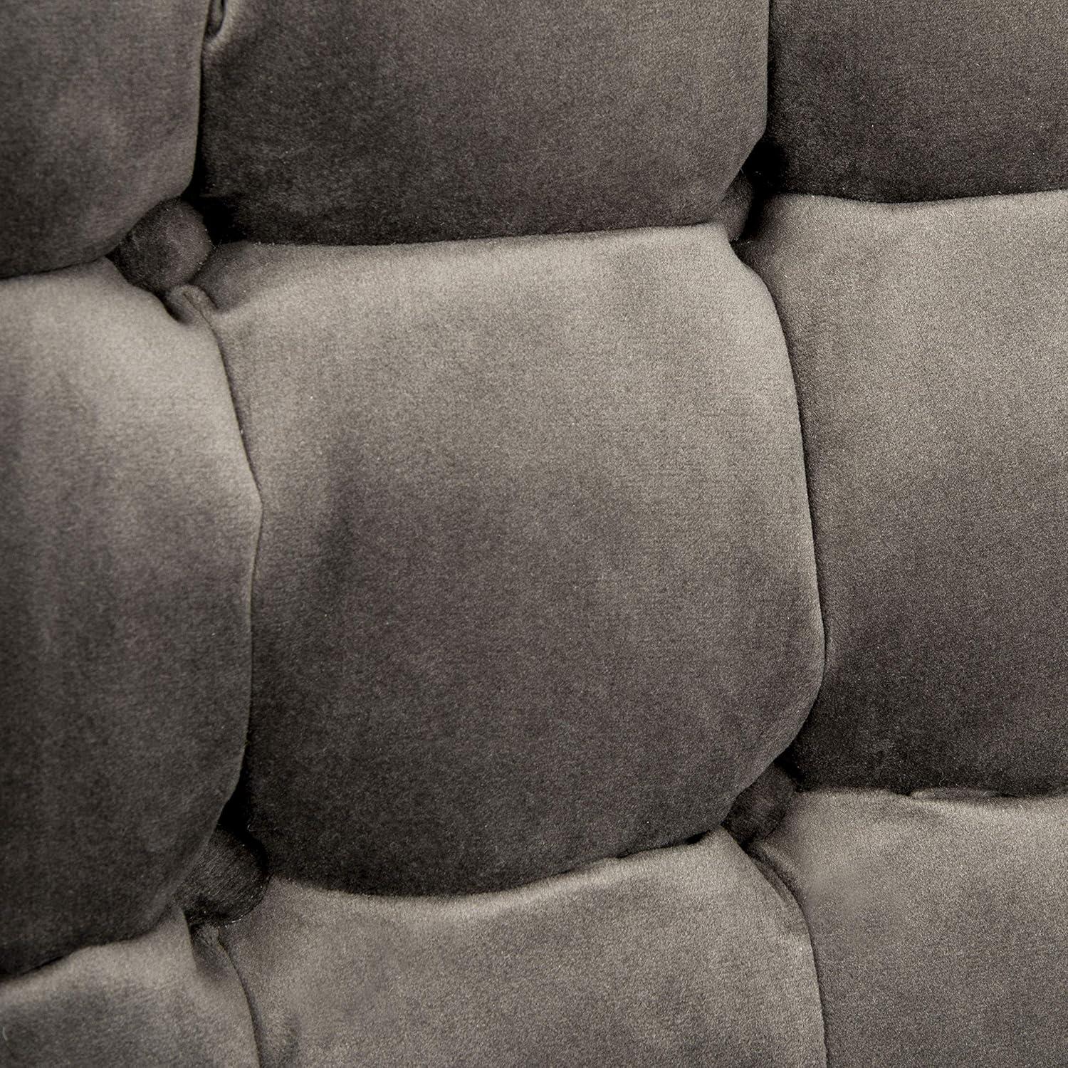 image:imageSafavieh Home Amaris Retro Glam Slate Blue Velvet and Black Tufted Accent ChairShale Black