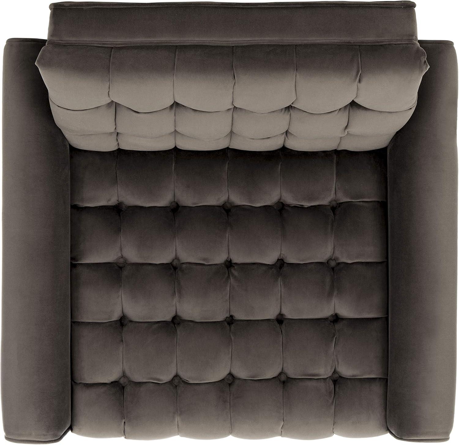 image:imageSafavieh Home Amaris Retro Glam Slate Blue Velvet and Black Tufted Accent ChairShale Black