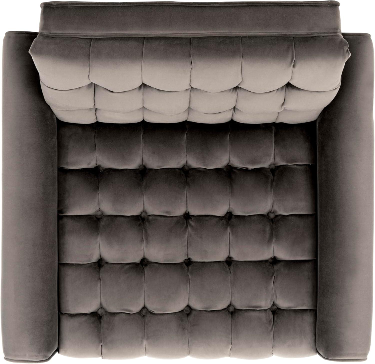 image:imageSafavieh Home Amaris Retro Glam Slate Blue Velvet and Black Tufted Accent ChairShale Black