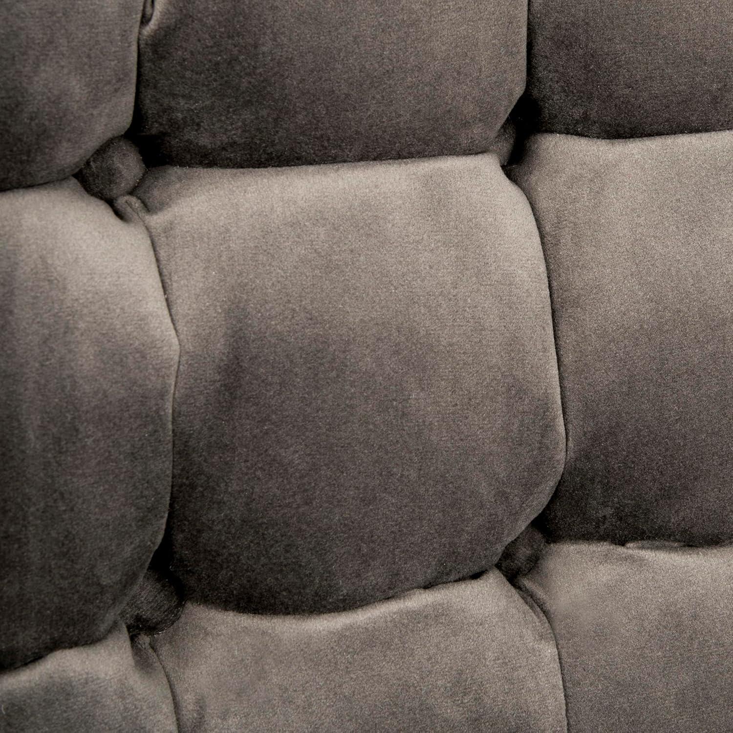 image:imageSafavieh Home Amaris Retro Glam Slate Blue Velvet and Black Tufted Accent ChairShale Black