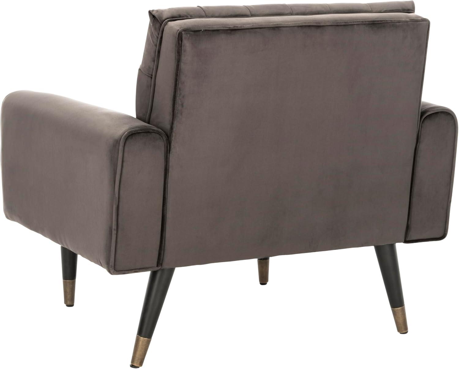image:imageSafavieh Home Amaris Retro Glam Slate Blue Velvet and Black Tufted Accent ChairShale Black