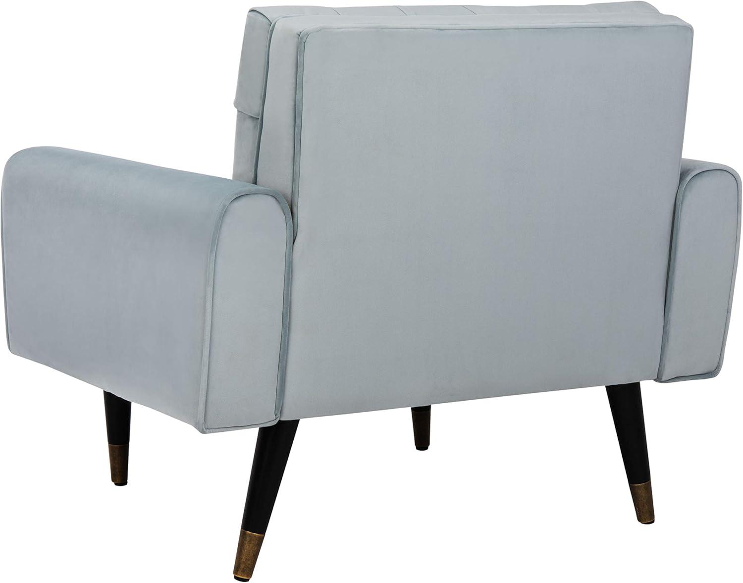 image:imageSafavieh Home Amaris Retro Glam Slate Blue Velvet and Black Tufted Accent ChairSlate Blue Black